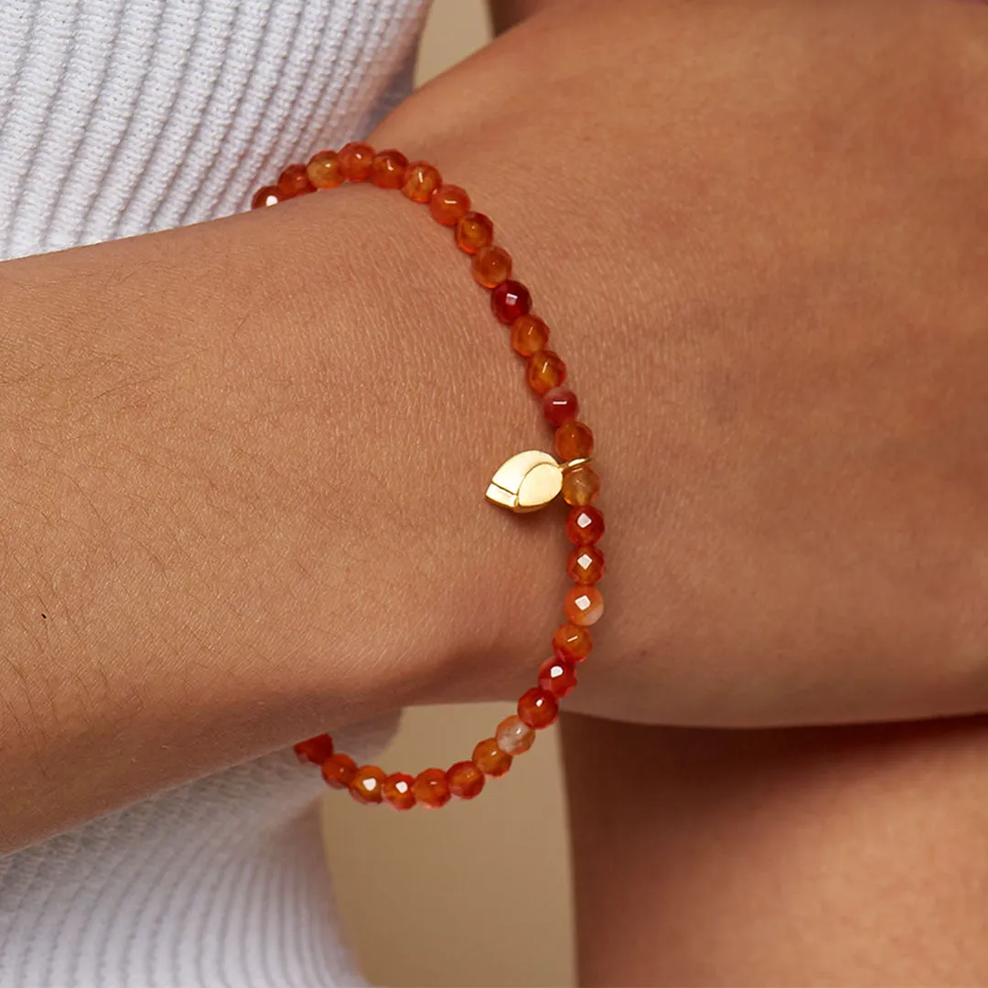 Rooted in Strength Lotus Carnelian Gemstone Bracelet