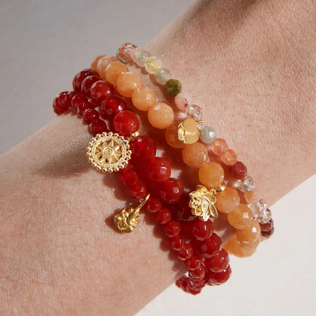 Rooted in Strength Lotus Carnelian Gemstone Bracelet