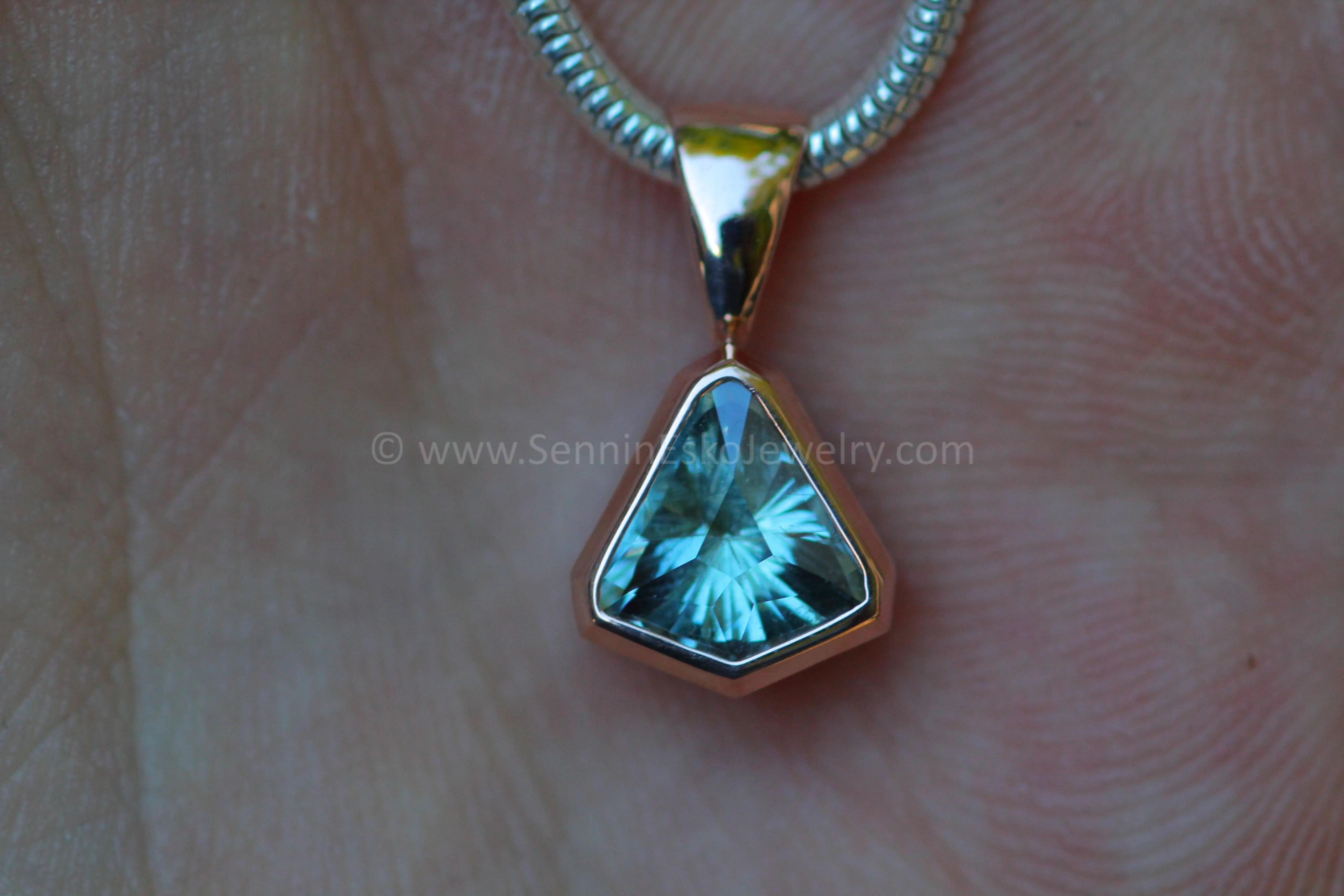 Rose Gold Pendant for Small & Medium Sized Gems - Depicted with a Fantasy cut 1.8 carat Umba Sapphire (Setting Only, Center Stone Sold Separately)