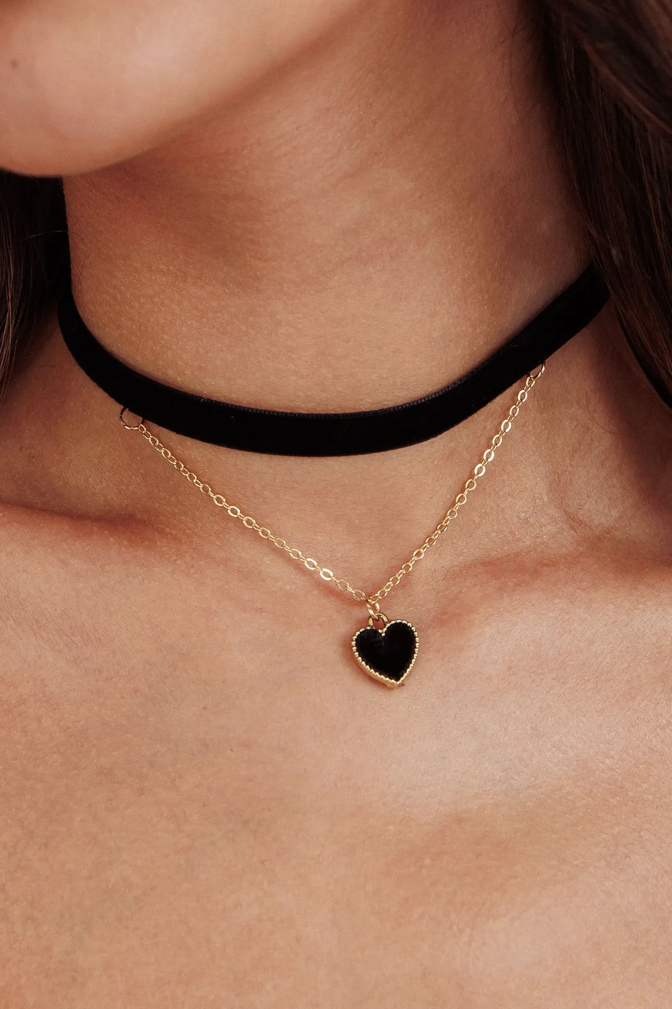 Rosie Velvet Heart Choker Necklace Black