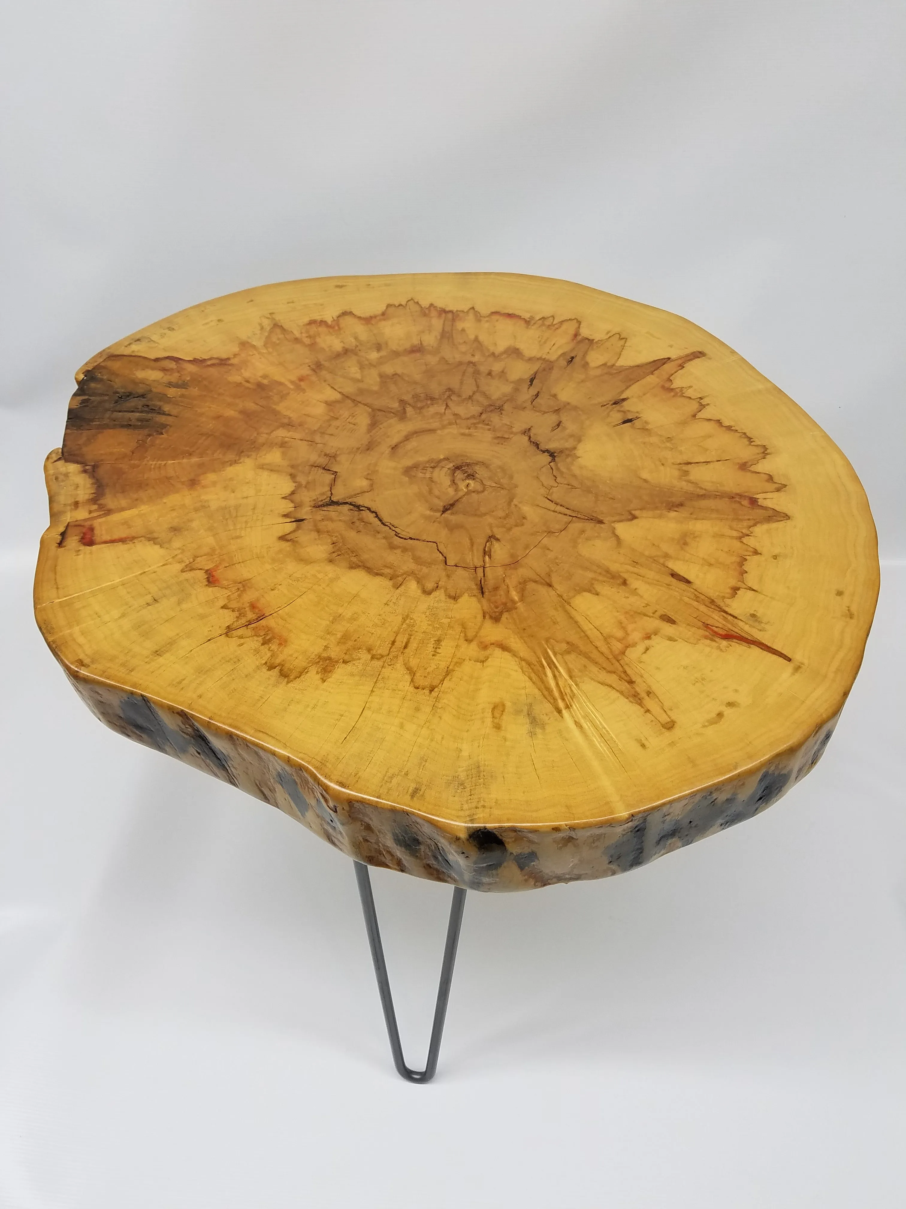 Round Coffee Table- Live Edge- Log Table- Box Elder- Flame Maple- Log Table- Slab Table- Brown- Red- Gold- Natural Wood- Slab- Thick Wood