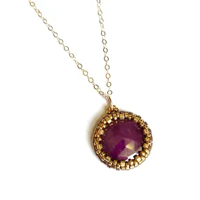 Round Pink Sapphire Pendant