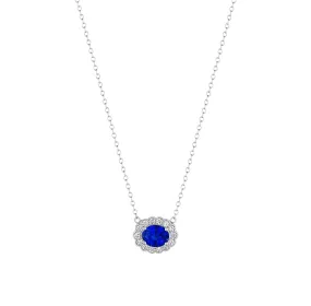 Sabel Collection White Gold Sapphire and Diamond Milgrain Pendant