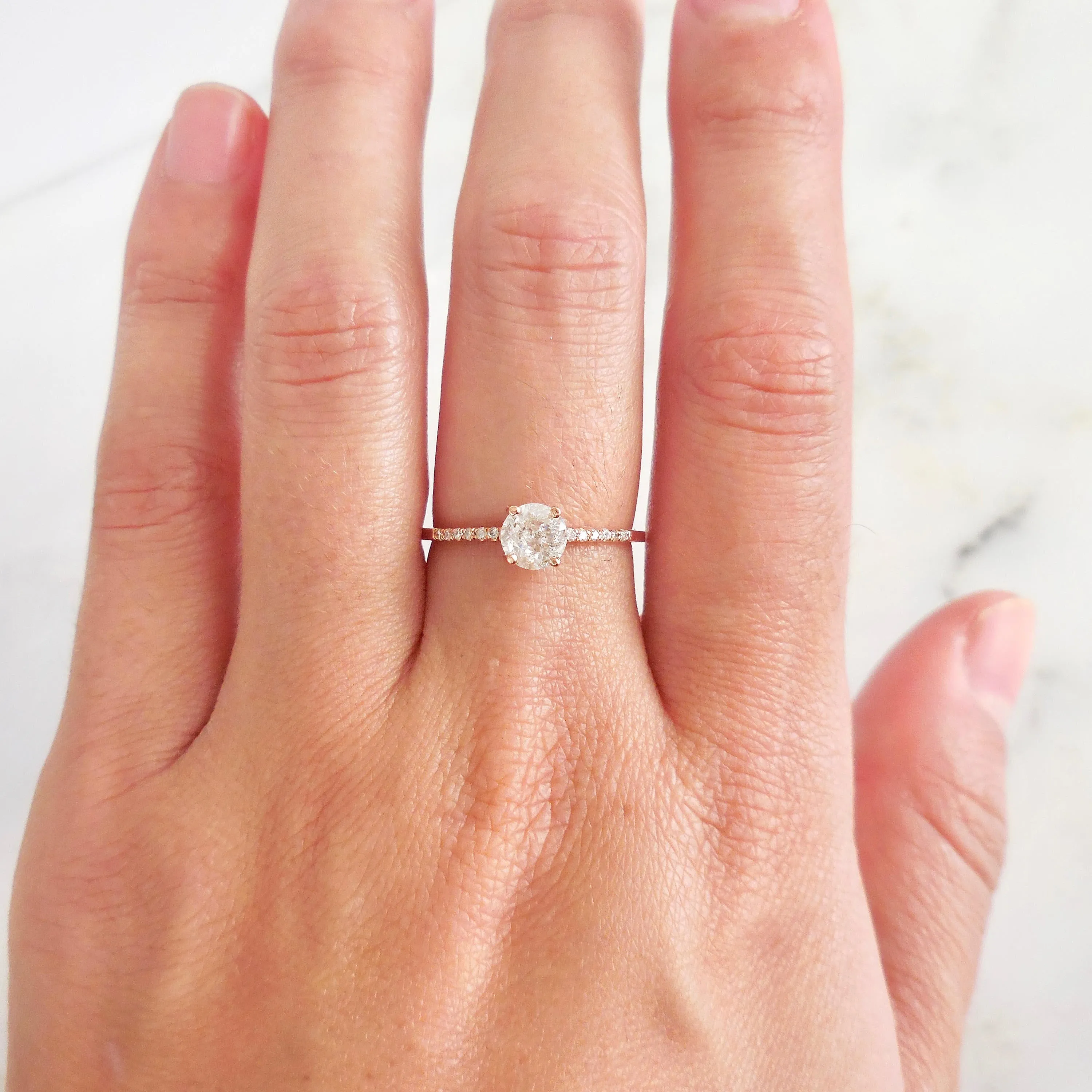 Salt and Pepper Diamond Engagement Ring - Rose Gold Diamond Engagement Ring - Grey Diamond Ring