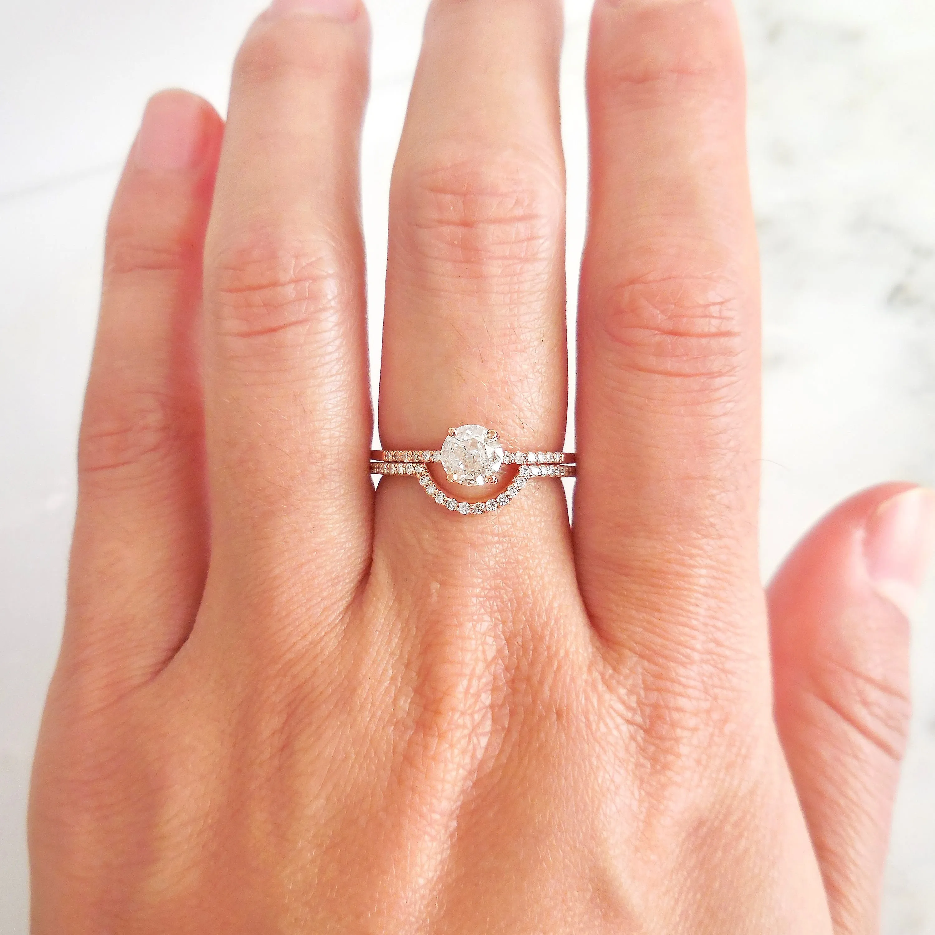 Salt and Pepper Diamond Engagement Ring - Rose Gold Diamond Engagement Ring - Grey Diamond Ring