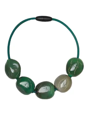 SAMUEL CORAUX Murano Glass Stone Necklace - Jade Tones