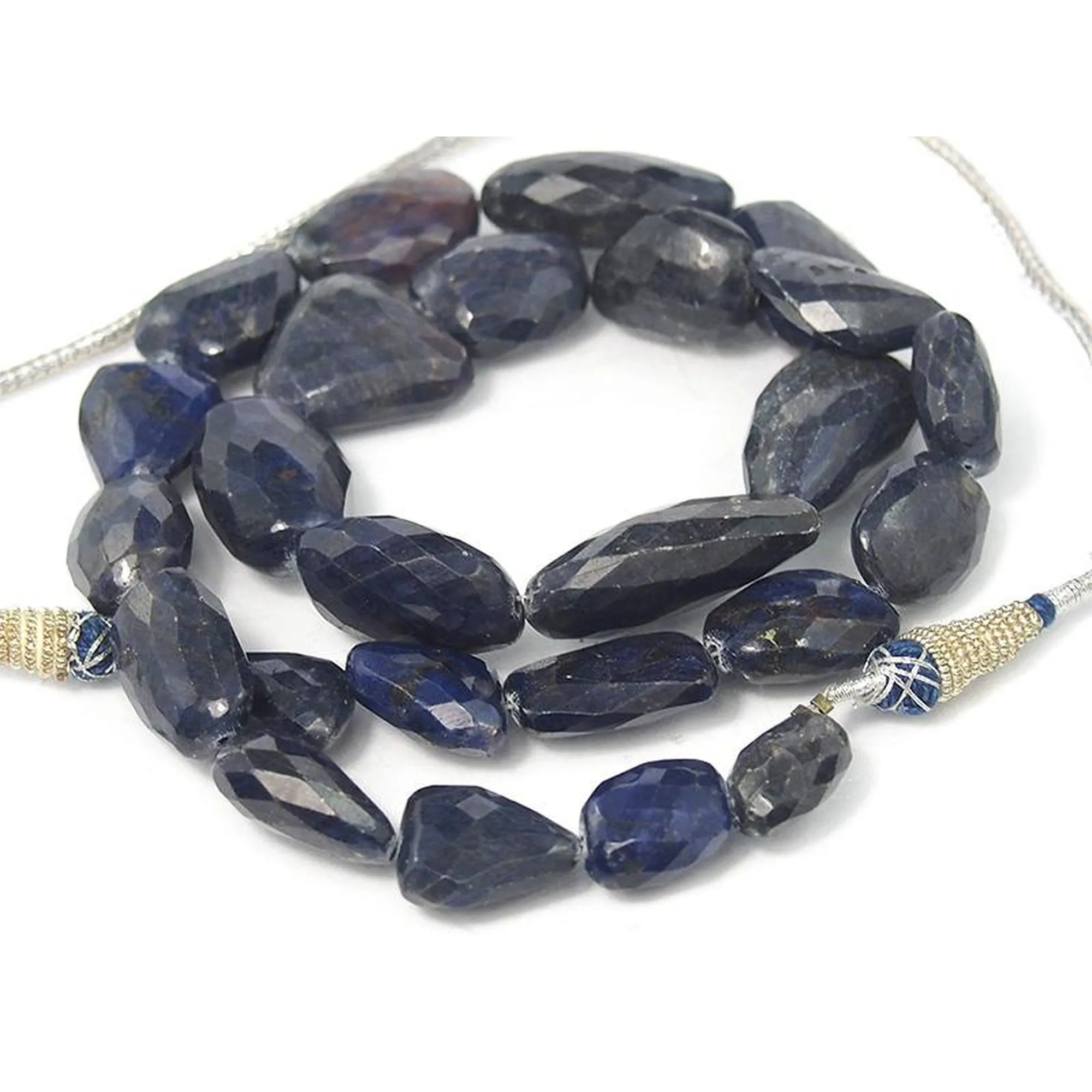 Sapphire Faceted Graduated Nugget Strand