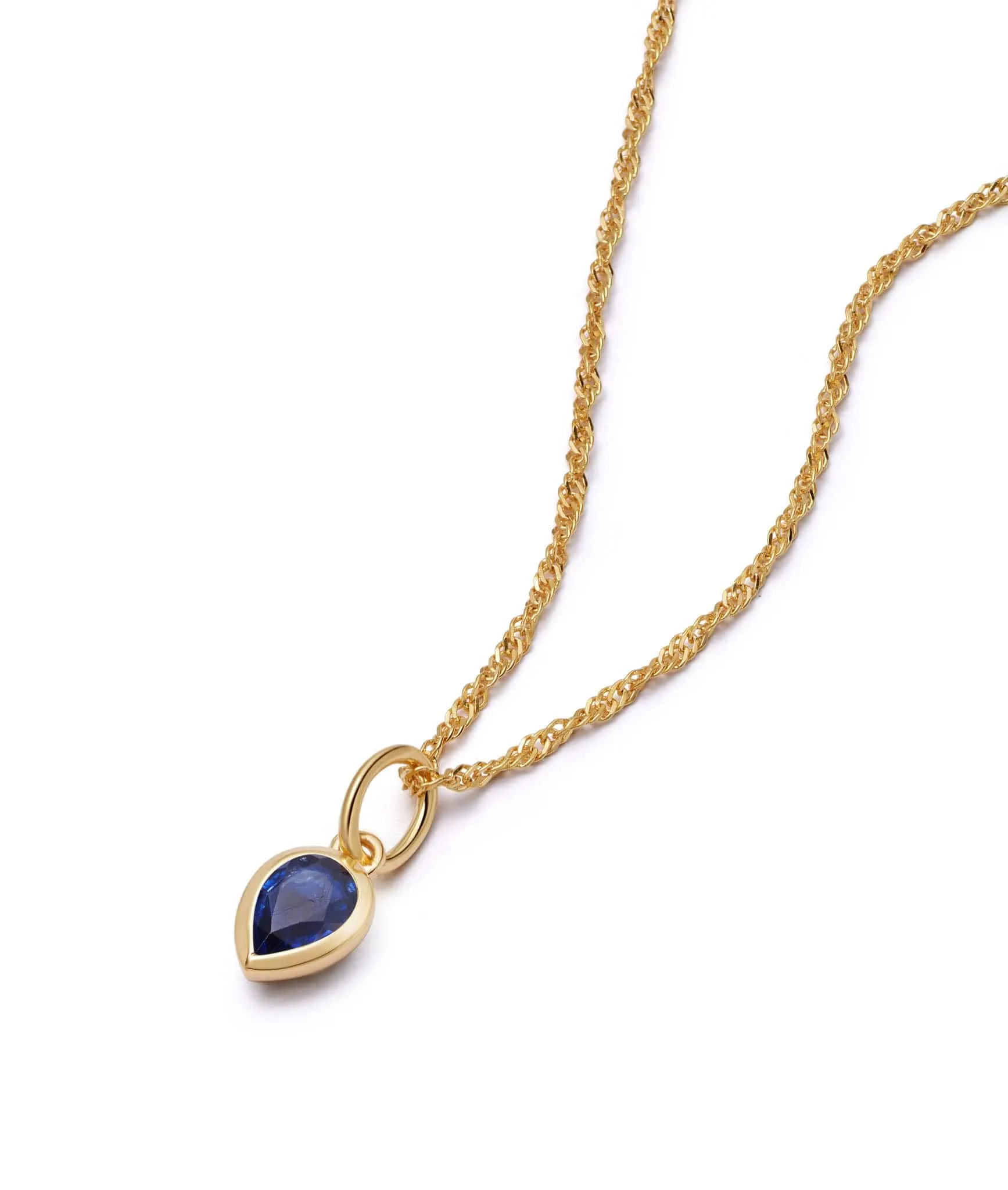 Sapphire September Birthstone Charm Necklace 18ct Gold Plate