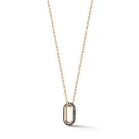 SAXON 18K GOLD ALL BLUE SAPPHIRE MINI SINGLE LINK NECKLACE