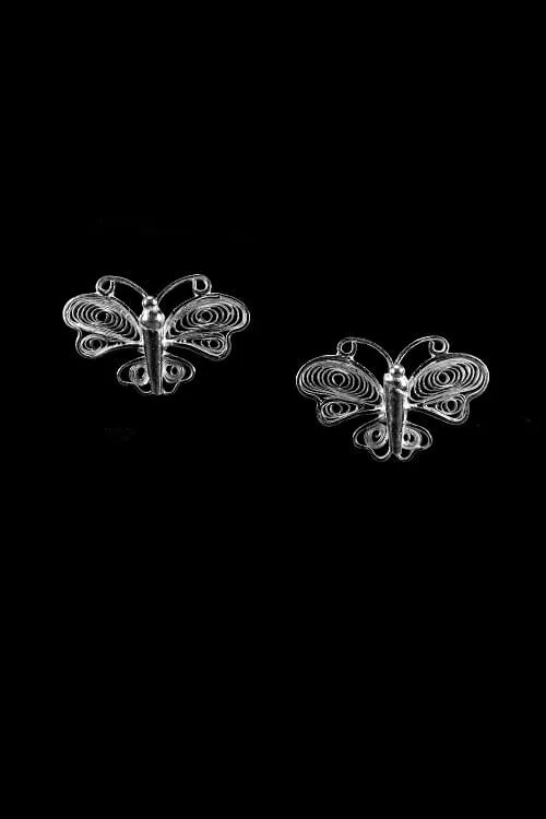 Silver Linings "Butterfly" Silver Filigree Handmade Studs Earrings