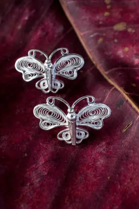 Silver Linings "Butterfly" Silver Filigree Handmade Studs Earrings