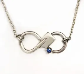 Silver Rowing Infinity with Sapphire Necklace