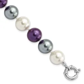 Silver White Purple Black Pearl Bracelet