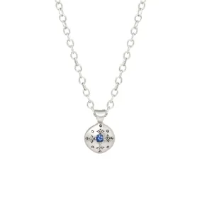 Small Silver Lights Blue Sapphire Necklace