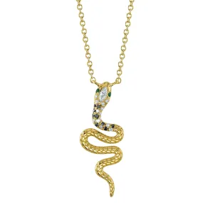 Snake Necklace with Emeralds and Diamonds