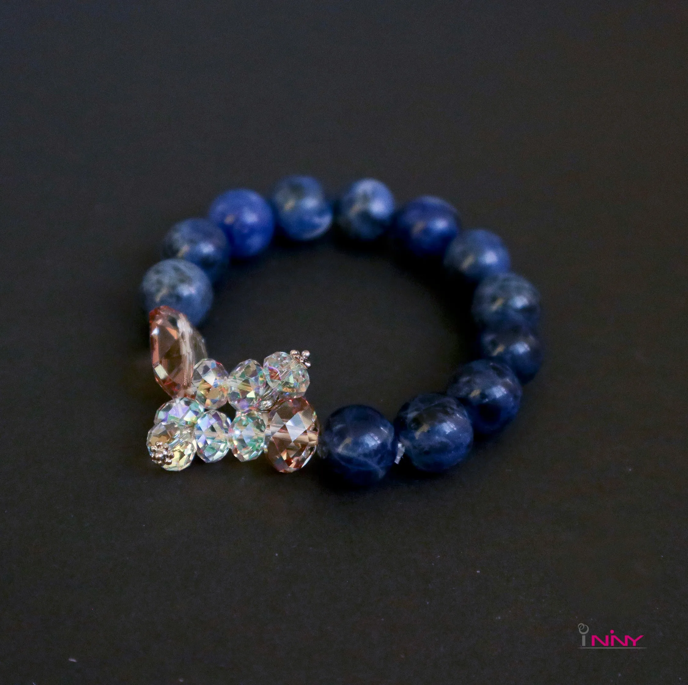 Sodalite Around Crystal Bracelet