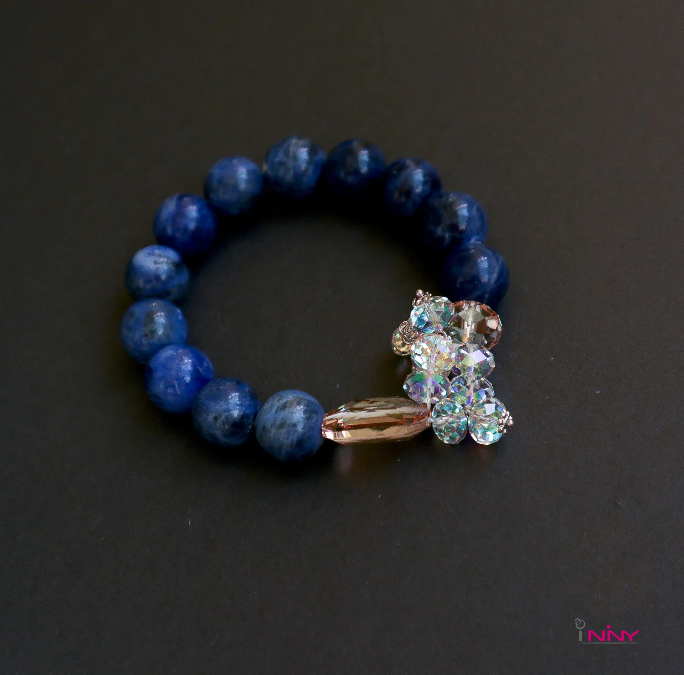 Sodalite Around Crystal Bracelet