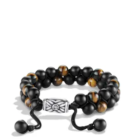 Spiritual Beads Two-Row Bracelet with Black Onyx and Tiger's Eye