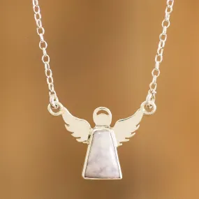 Sterling Silver Angel Pendant Necklace with Lavender Jade - Cloud Angel | NOVICA