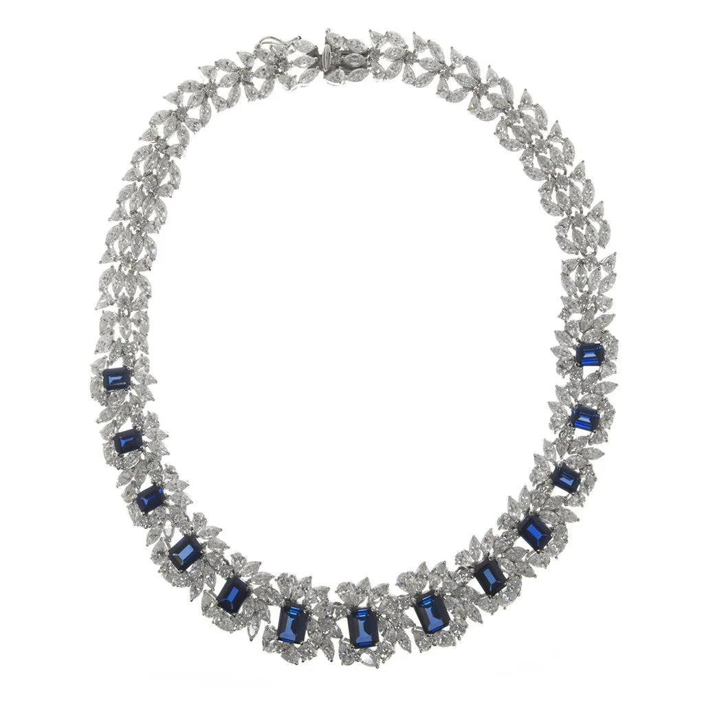 Sterling Silver Sapphire CZ Necklace