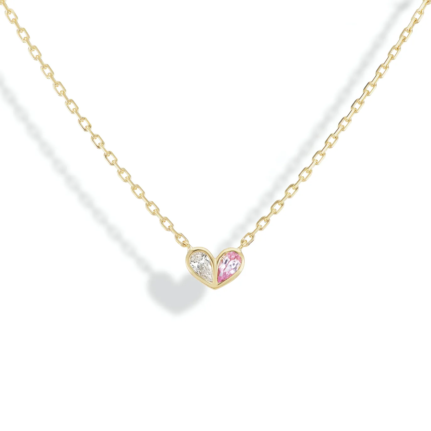 Sweetheart Necklace Diamond & Light Pink Sapphire