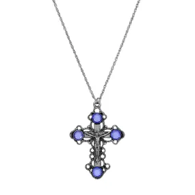 Symbols Of Faith Sapphire Crystal Crucifix Pendant Necklace 18"