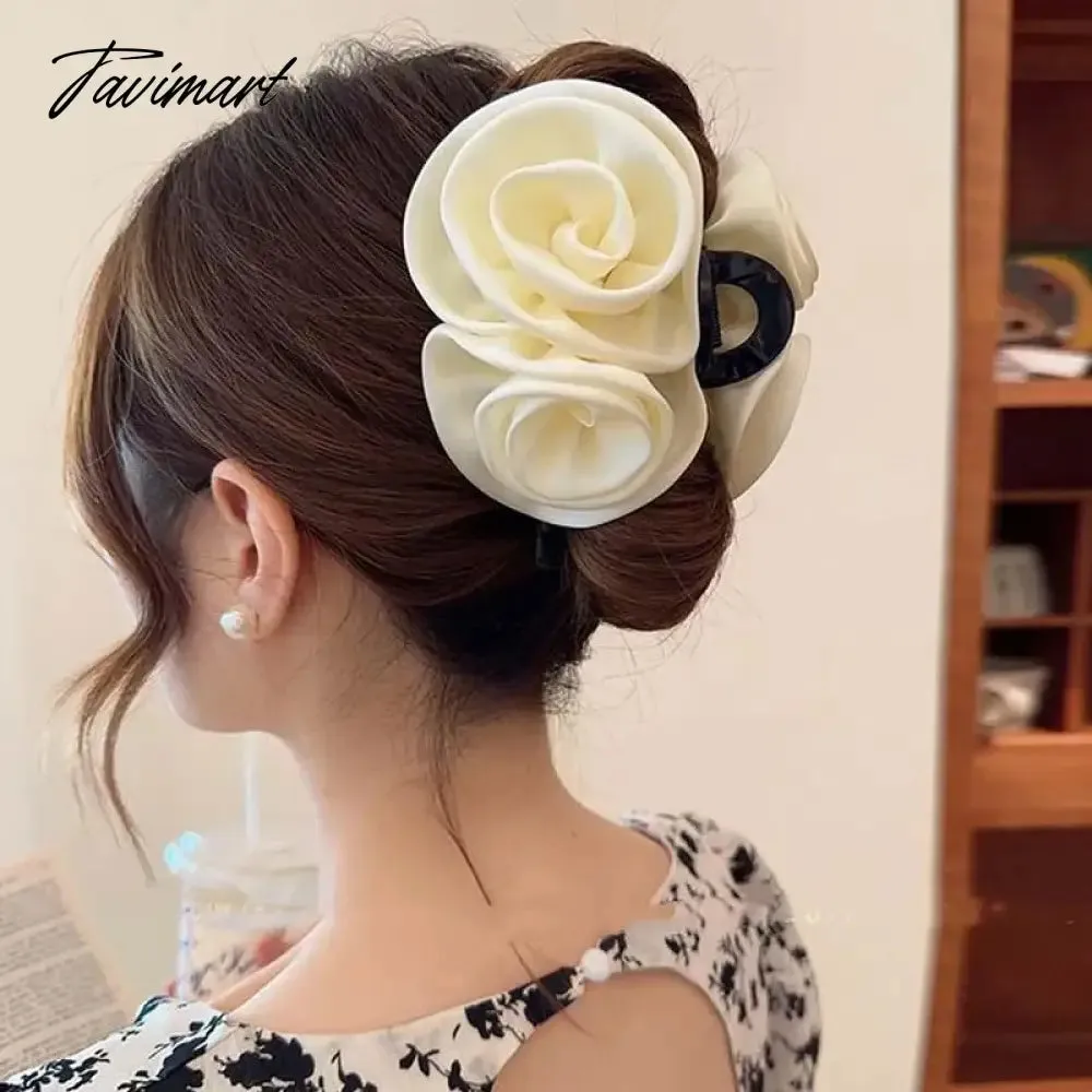 Tavimart French Rose Hair Claw Clips Temperament Elegant Hairpin Women Princess Headdress Fashion Grab Clip Female Hair Accessories