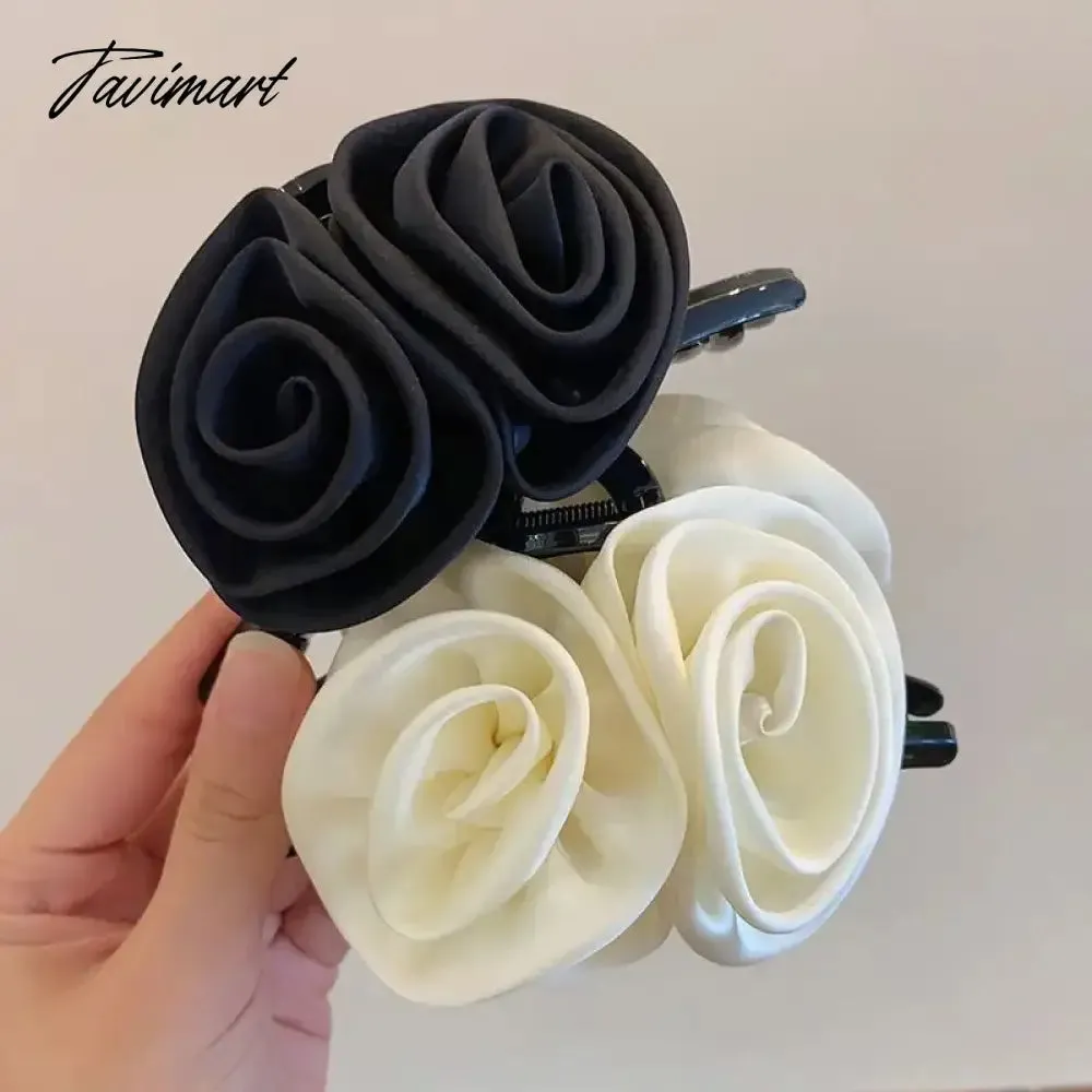 Tavimart French Rose Hair Claw Clips Temperament Elegant Hairpin Women Princess Headdress Fashion Grab Clip Female Hair Accessories