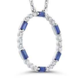 The Anika Pendant | Lab Diamond & Sapphire Baguette Circle