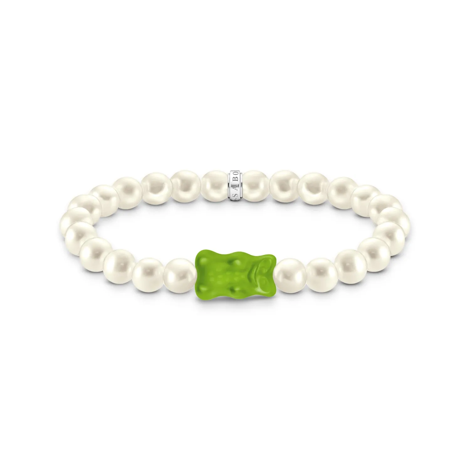 Thomas Sabo Sterling Silver Haribo Pearl Apple Green Bear 17cm Bracelet