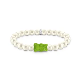 Thomas Sabo Sterling Silver Haribo Pearl Apple Green Bear 17cm Bracelet