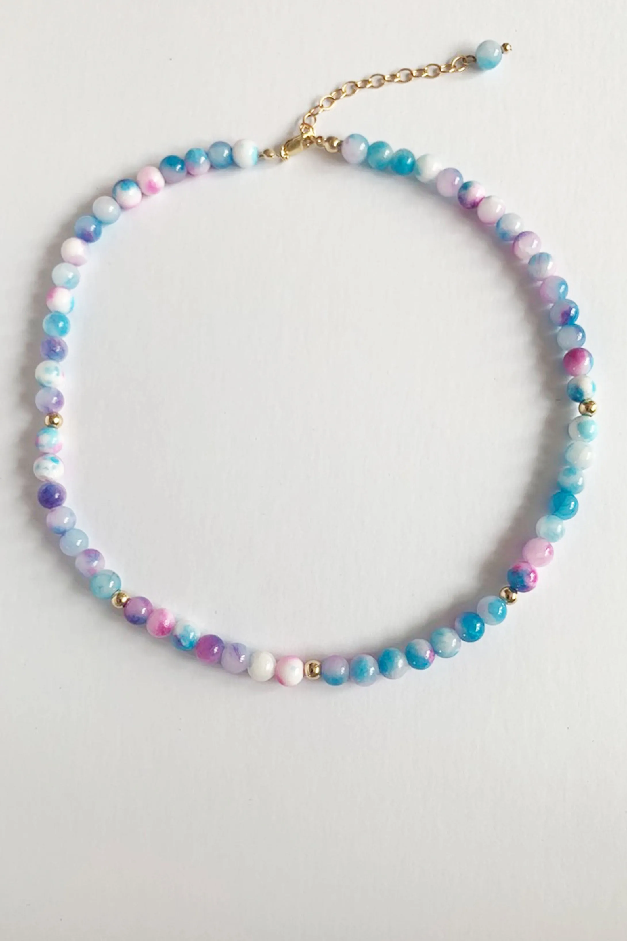 TIE DYE BUBBLE BEAD STRAND NECKLACE