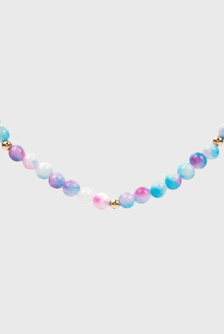 TIE DYE BUBBLE BEAD STRAND NECKLACE