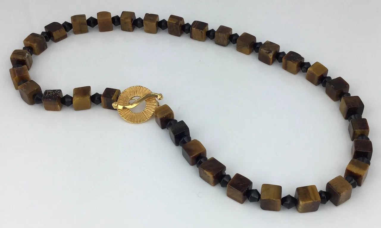 TIGERS EYE & BLACK JADE NECKLACE