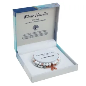 Tree of Life Duo Bracelet Set - White Howlite Rose Gold