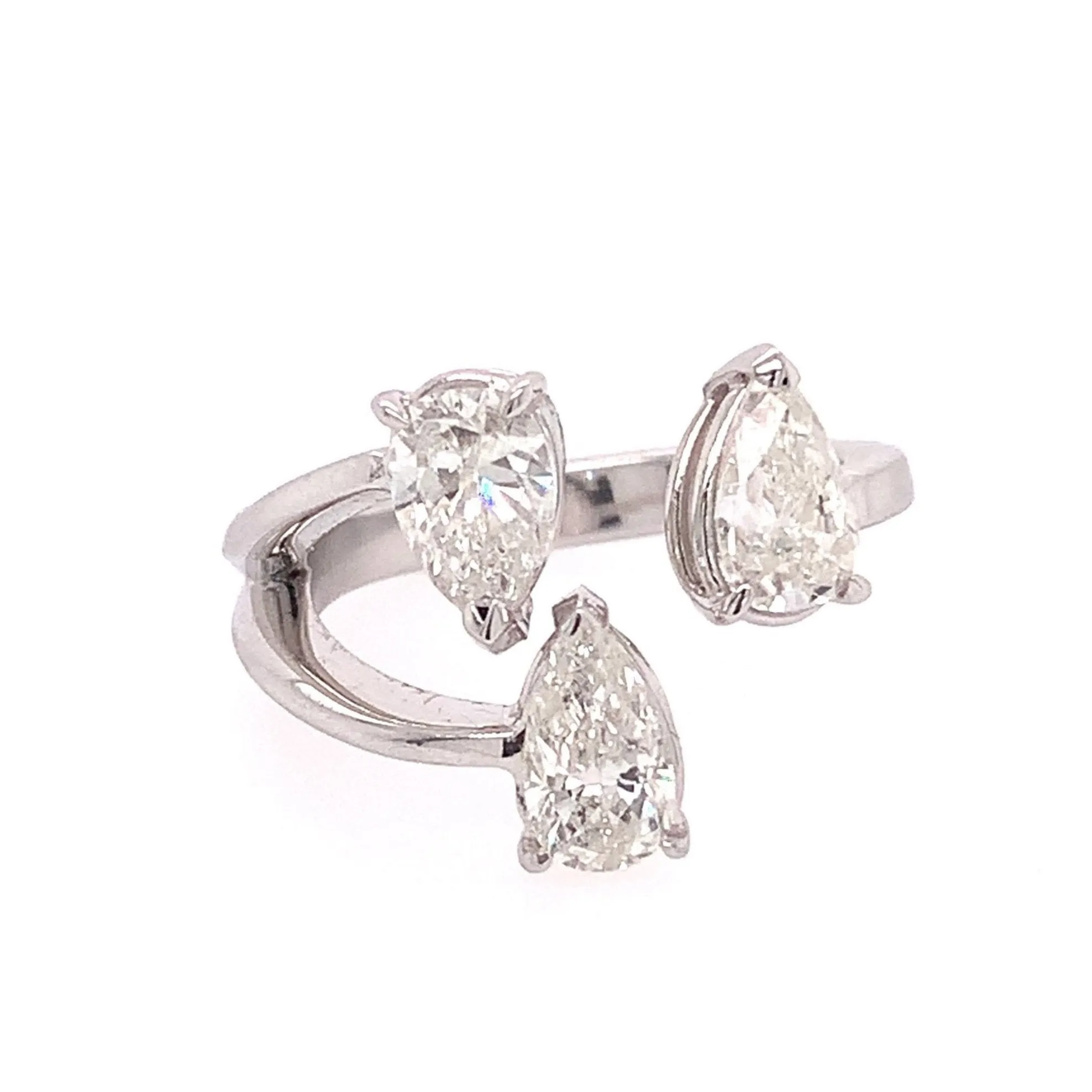 Trio Pear Diamond Bypass Ring