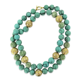 Turquoise, Jade & Diamond Necklace