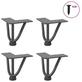 vidaXL Hairpin Table Legs 4 pcs Anthracite 10 cm Solid Steel