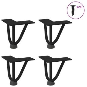 vidaXL Hairpin Table Legs 4 pcs Black 10 cm Solid Steel