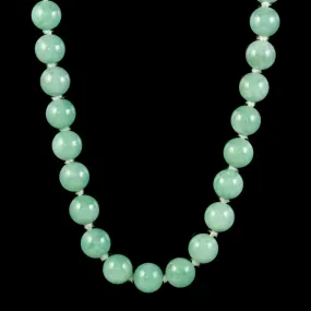 Vintage Long Jade Bead Necklace Circa 1930