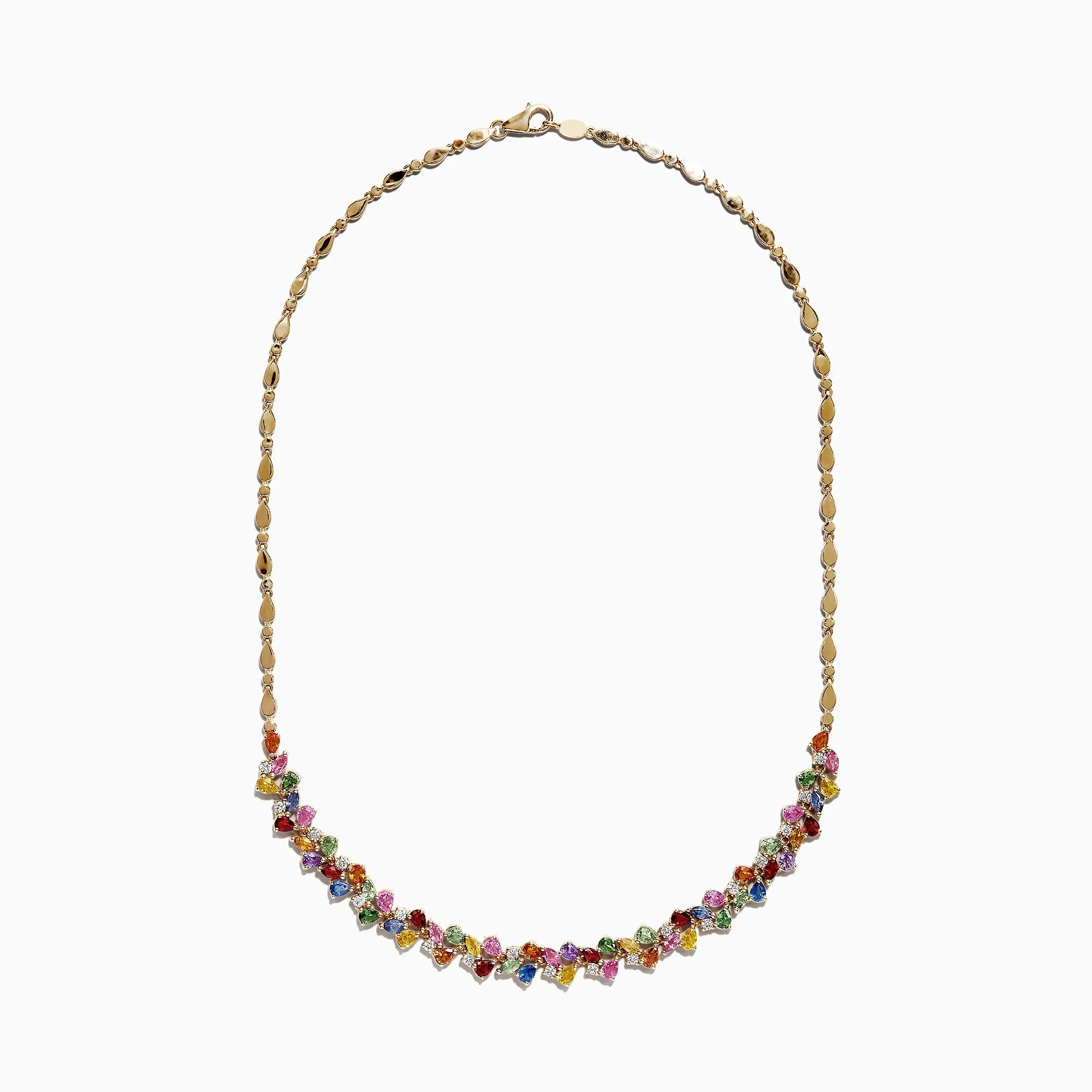 Watercolors 14K Gold Multi Sapphire & Diamond Necklace, 12.94 TCW