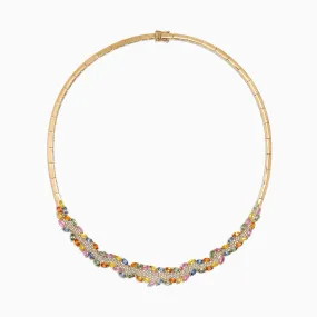 Watercolors 14K Gold Multi Sapphire and Diamond Necklace, 12.86 TCW