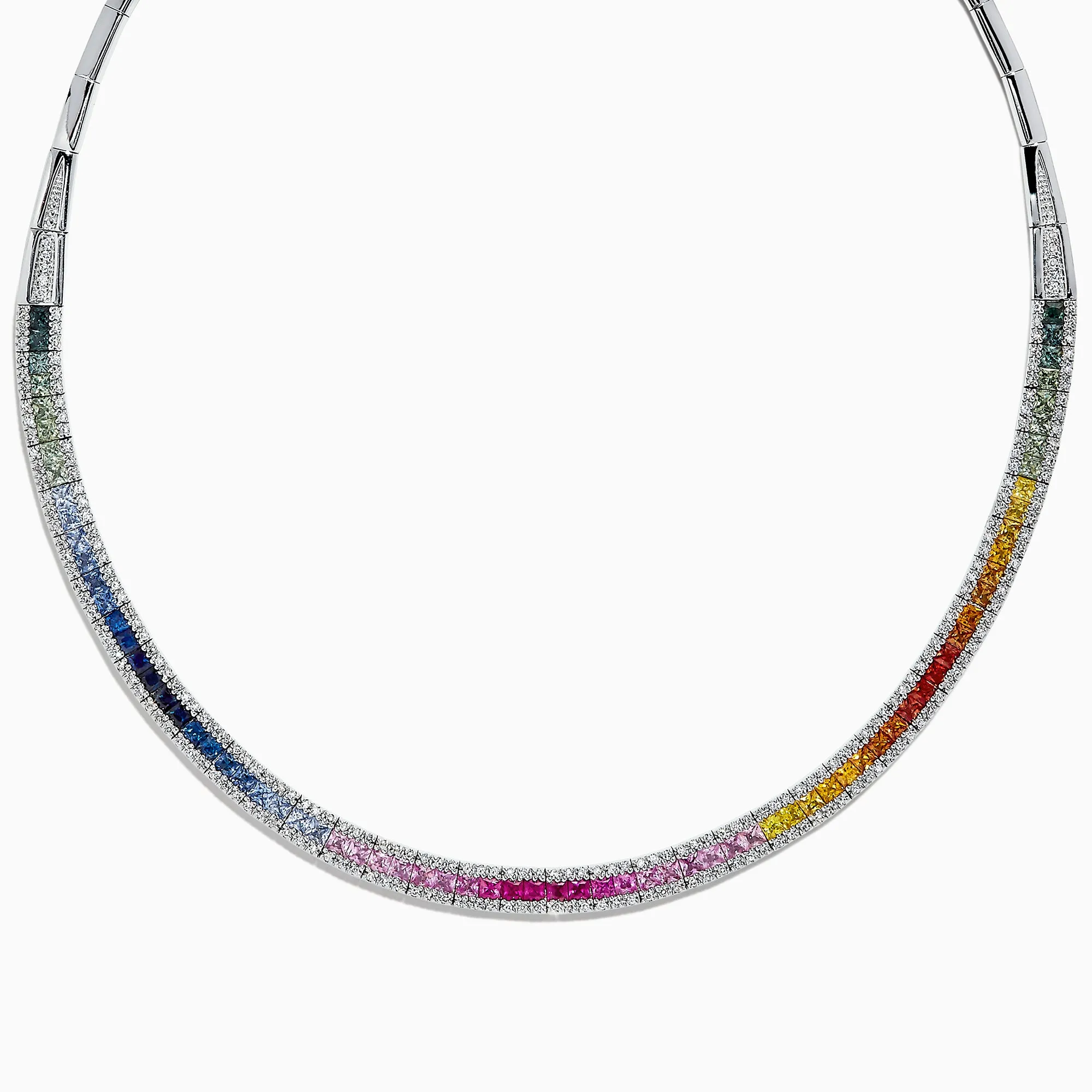 Watercolors 14K White Gold Multi Sapphire & Diamond Necklace, 11.31 TCW