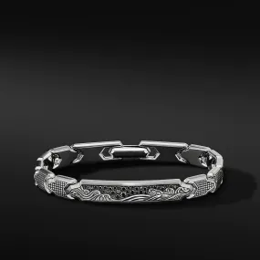 Waves ID Link Bracelet with Pave Black Diamonds