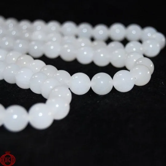 White Jade Beads Smooth Round