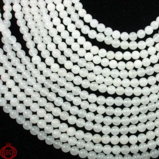 White Jade Beads Smooth Round