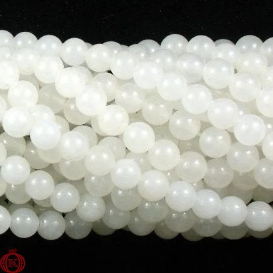 White Jade Beads Smooth Round