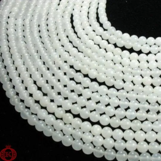 White Jade Beads Smooth Round