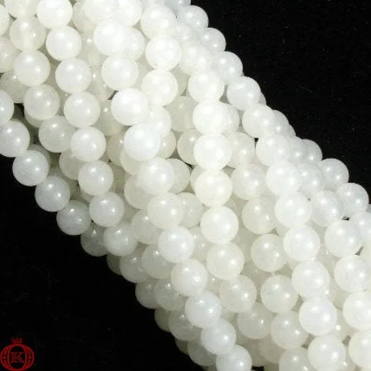 White Jade Beads Smooth Round