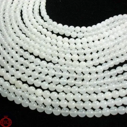 White Jade Beads Smooth Round